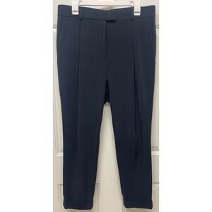 COS Pleated relaxed dress pant high rise ankle pants navy blue size 10